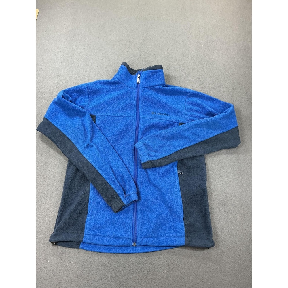Columbia Jacket Mens Medium Blue Fleece Full Zip Zip Pockets‎ Drawcord Hem